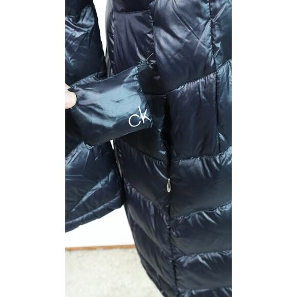 NWT Calvin Klein Black Quilted Jacket Coat Removable Hood Womens Down Medium - Picture 8 of 10